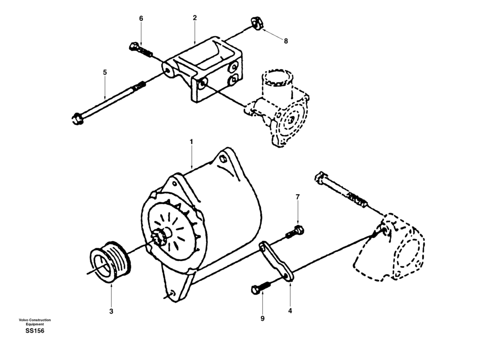Alternator with assembling details EW130 Volvo