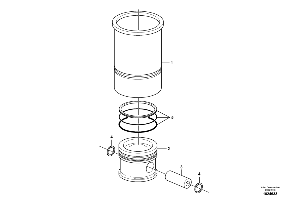 D6E Engine Cylinder liner and piston