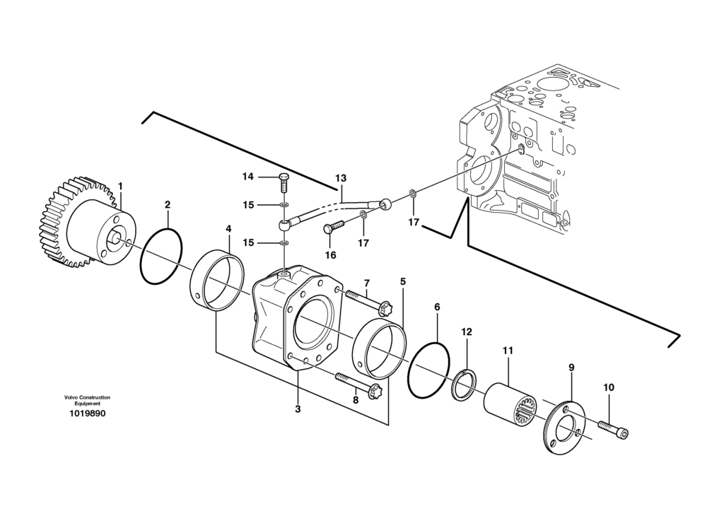 D6E Engine Pump drive power take off