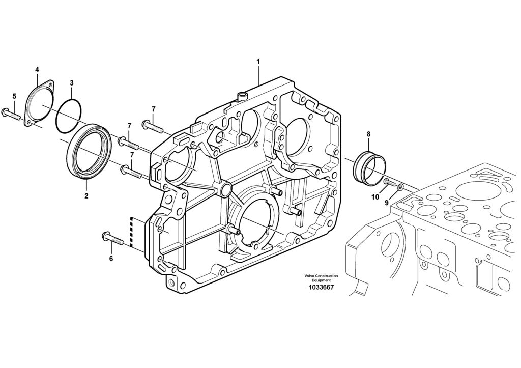 D6E Engine Timing gear casing