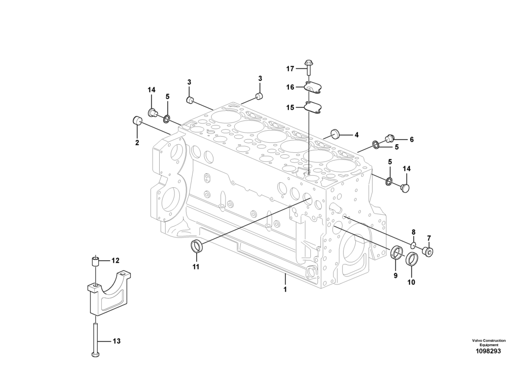 D6E Engine Cylinder block Volvo EW145B Prime