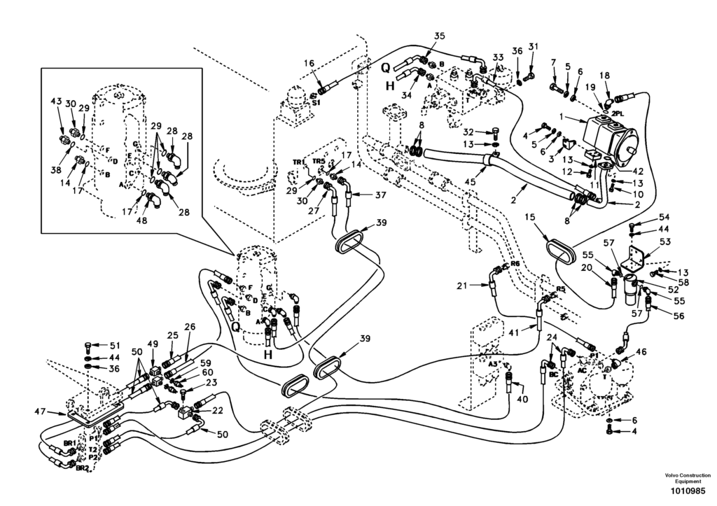 Hydraulic system upper brake line