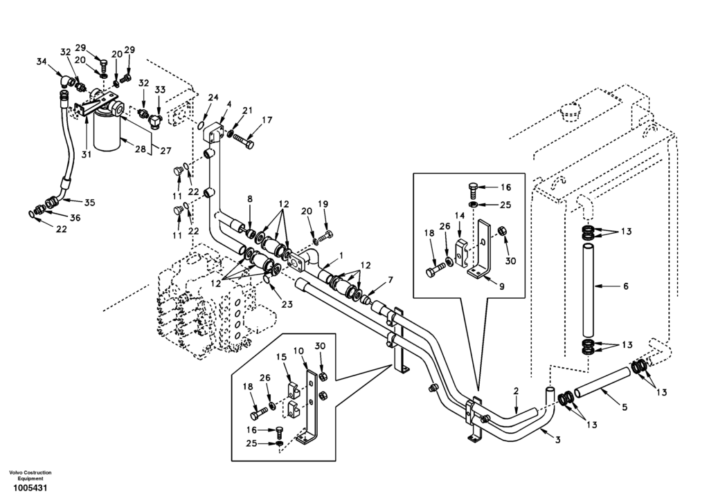 Hydraulic tank to hydraulic oil cooler