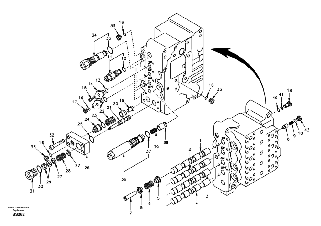 Main-control-valve-swing-dipper-arm-and-travel-LH