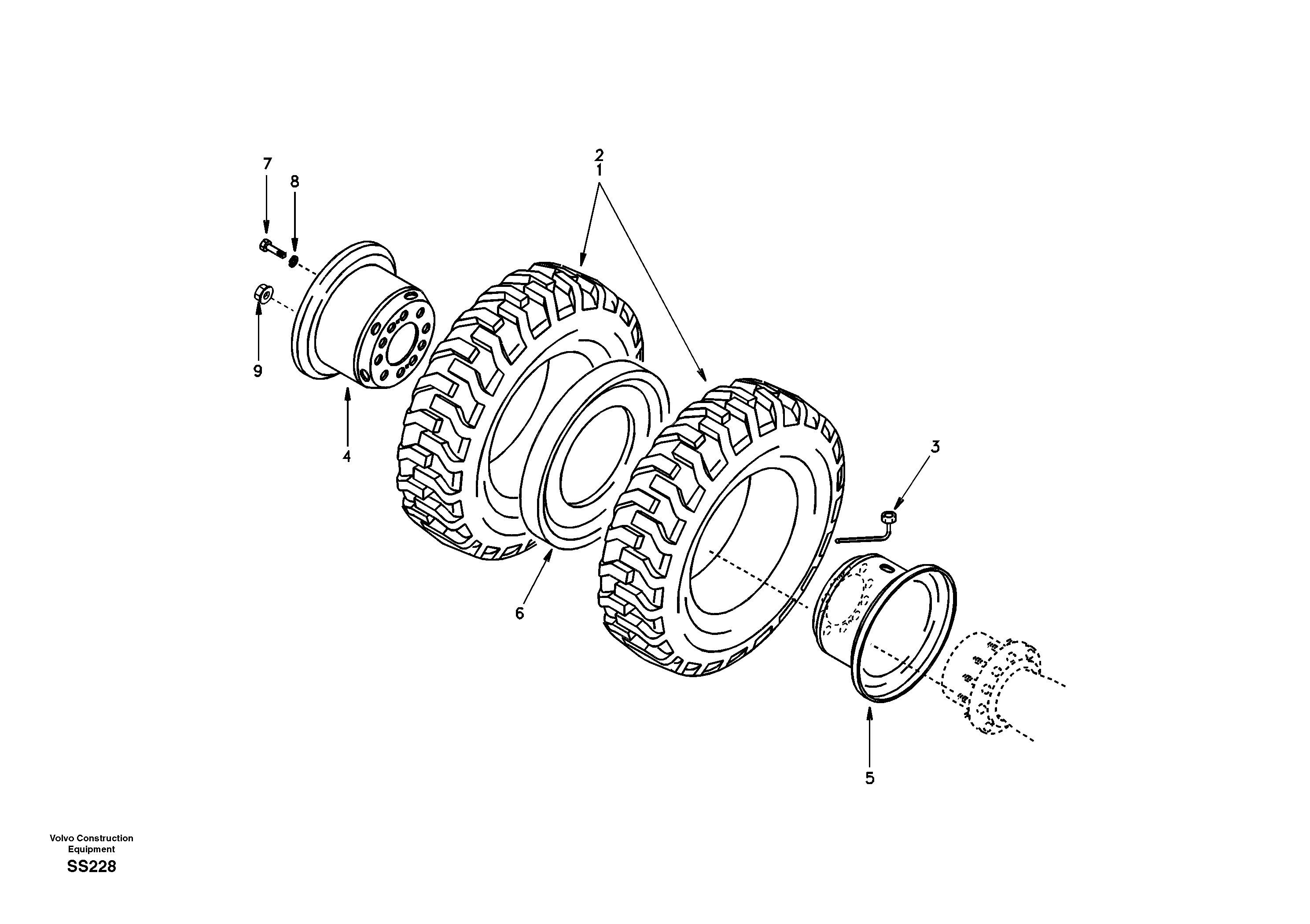 Wheel and tire EW130 Volvo