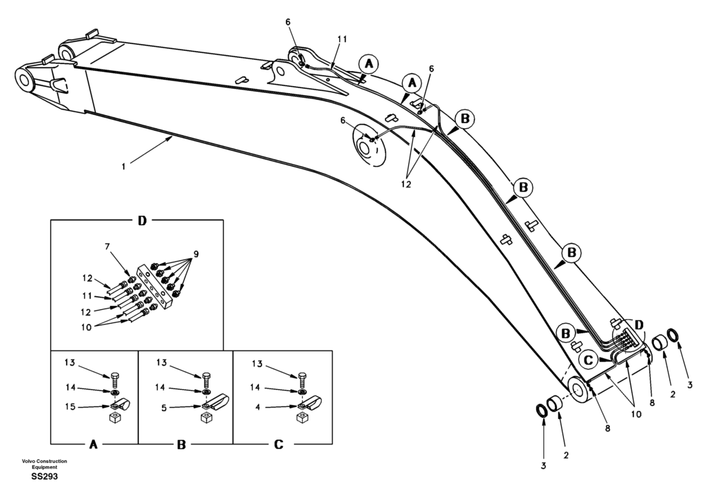 Boom and grease piping mono EW130 Volvo