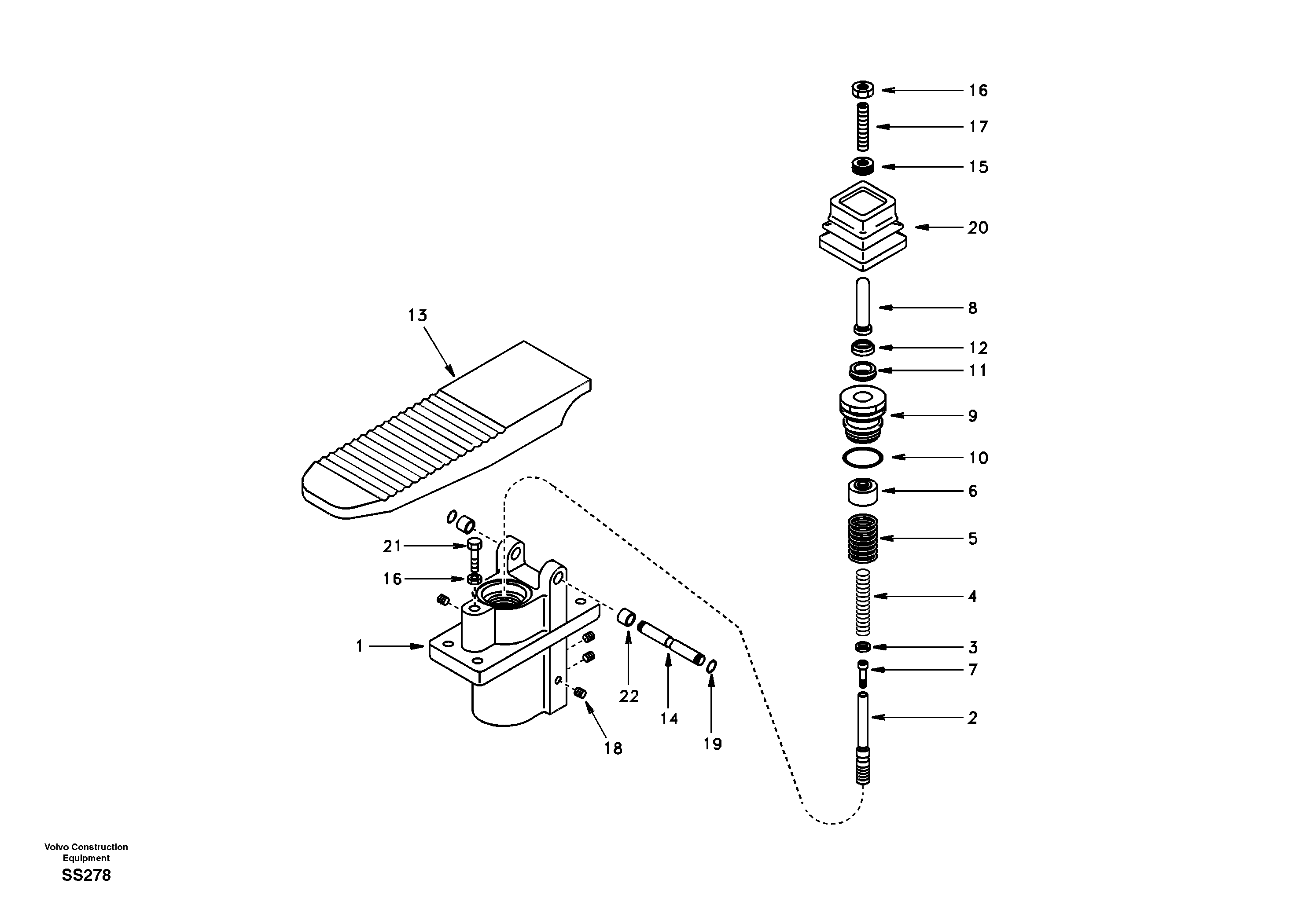 Remote control valve pedal travel motor