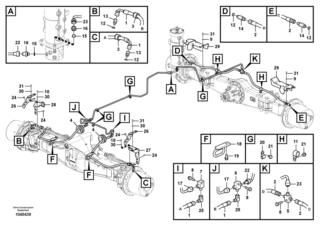 Lower brake line VOE8287683 EW145B Prime