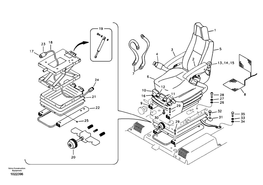 Operator seat with fitting parts VOE8277144