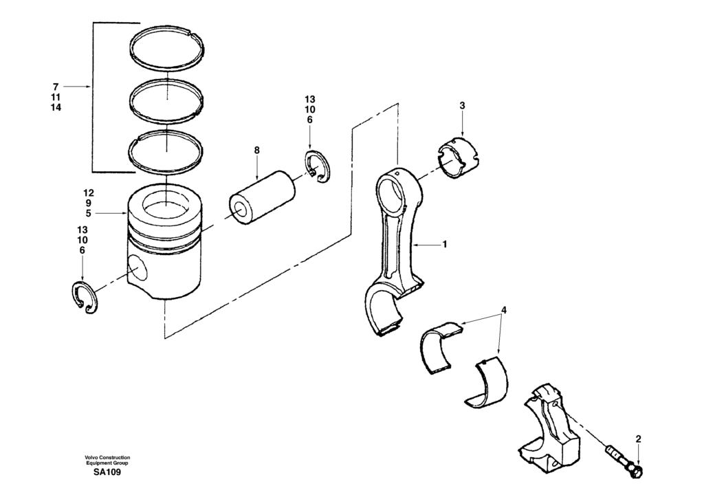 Connecting rod and piston DD04B001 EC210