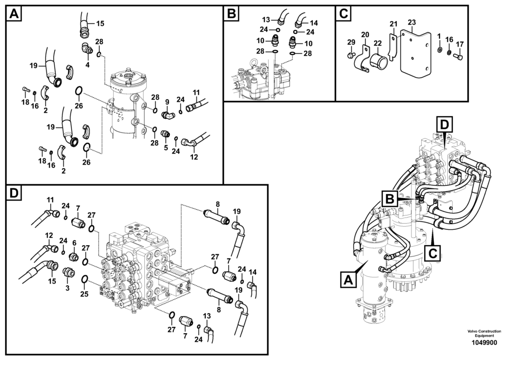 Control valve to turning joint VOE8287683 EW145B Prime