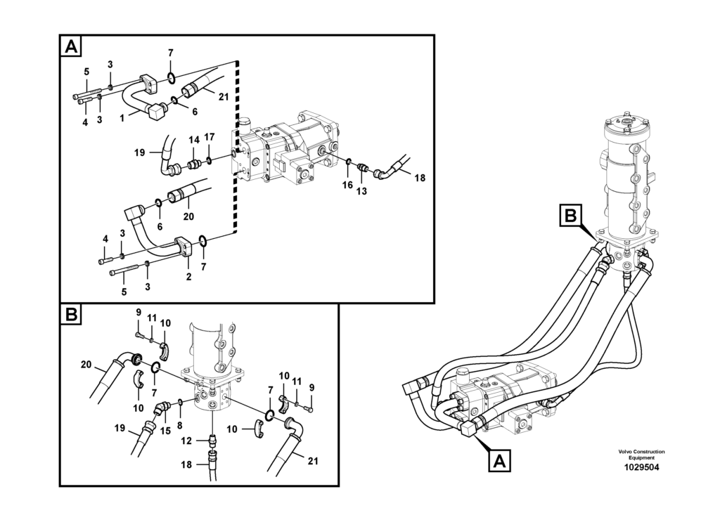 Turning joint to travel motor VOE8287683 EW145B Prime