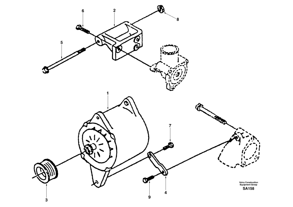 Alternator with assembling details DD04A001 EC210