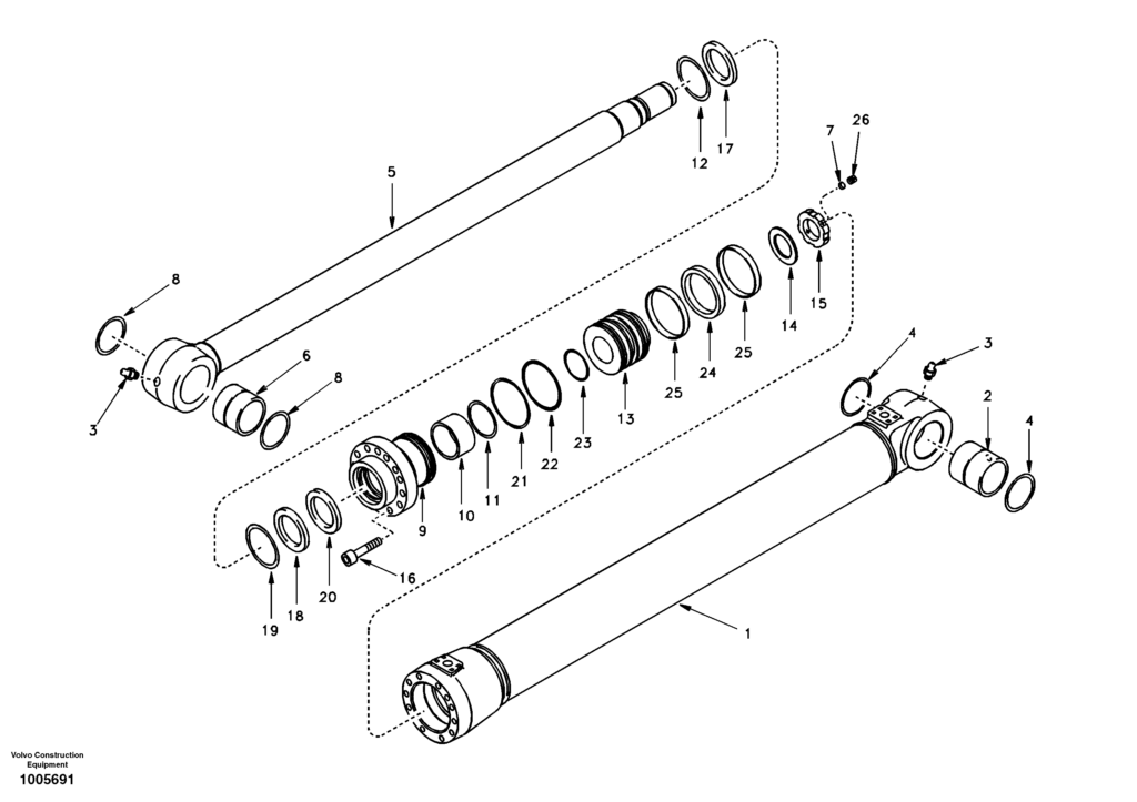 Boom cylinder 2nd boom DD17H001