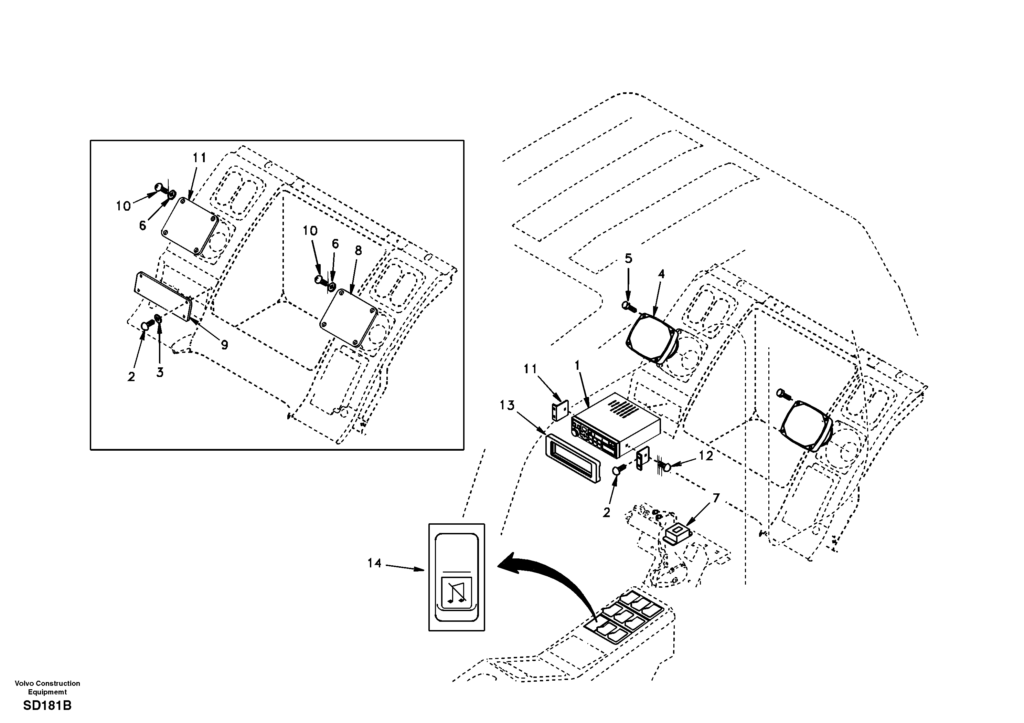 Cassette radio recorder with mounting details DD08F001 EC210