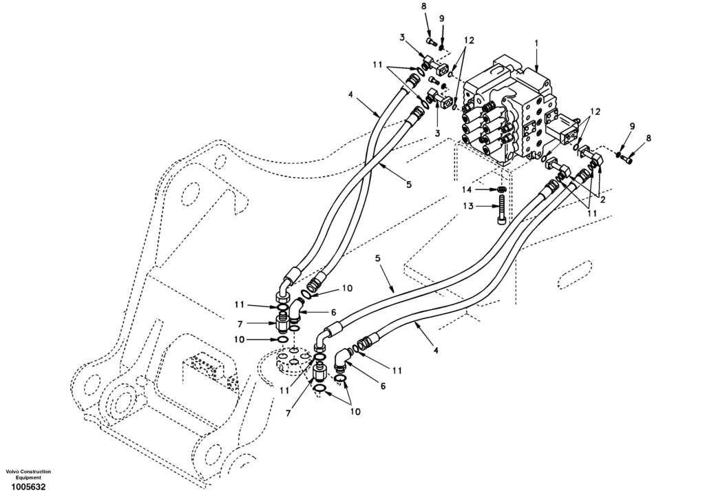 Control valve to turning joint DD00A001 EC210