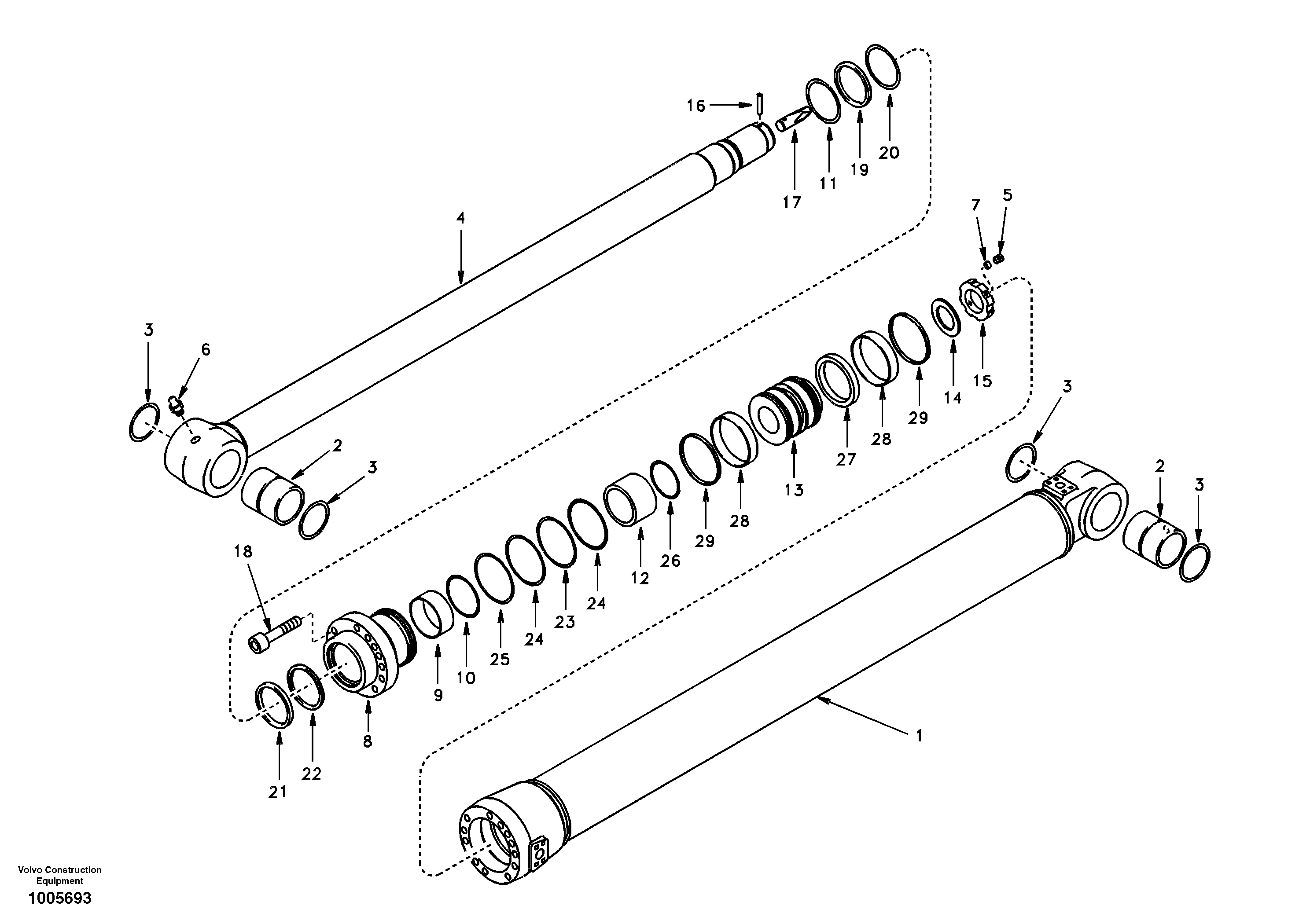 Dipper arm cylinder DD17F001 EC210