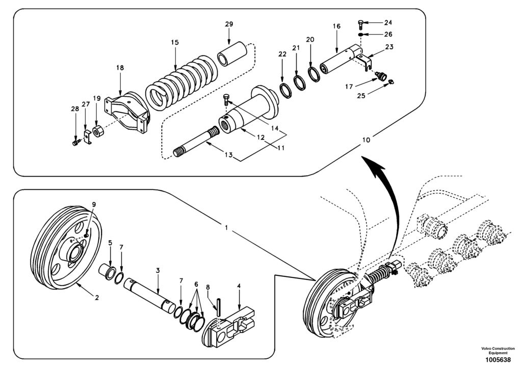 Front idler spring package DD16E001 EC210