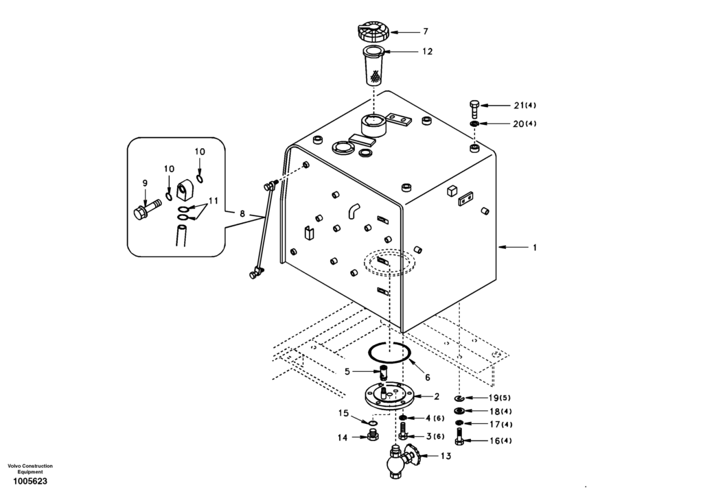 Fuel tank with fitting parts DD00A001 EC210