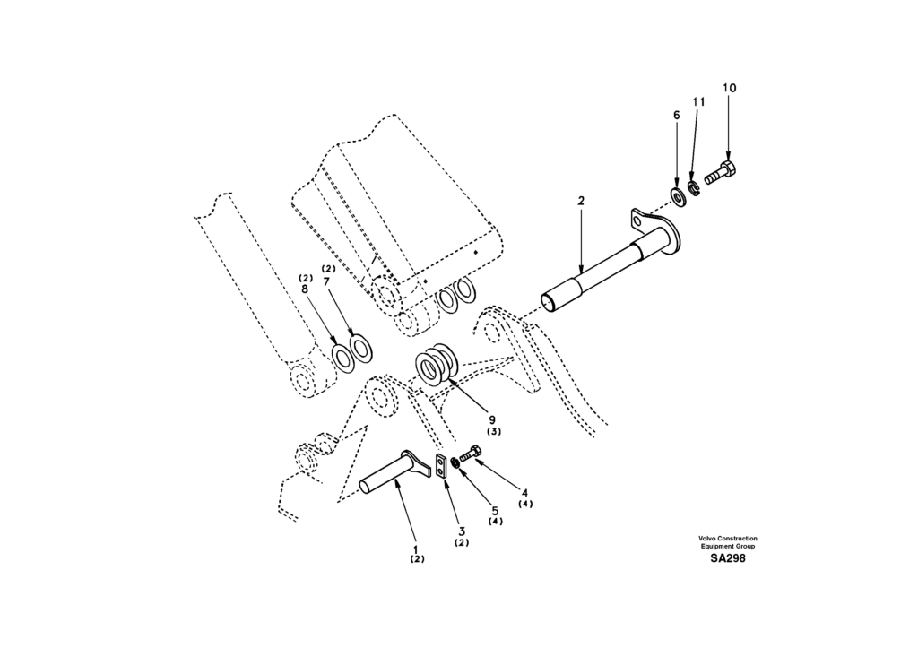 Links to boom and boom cylinder mounting EC210