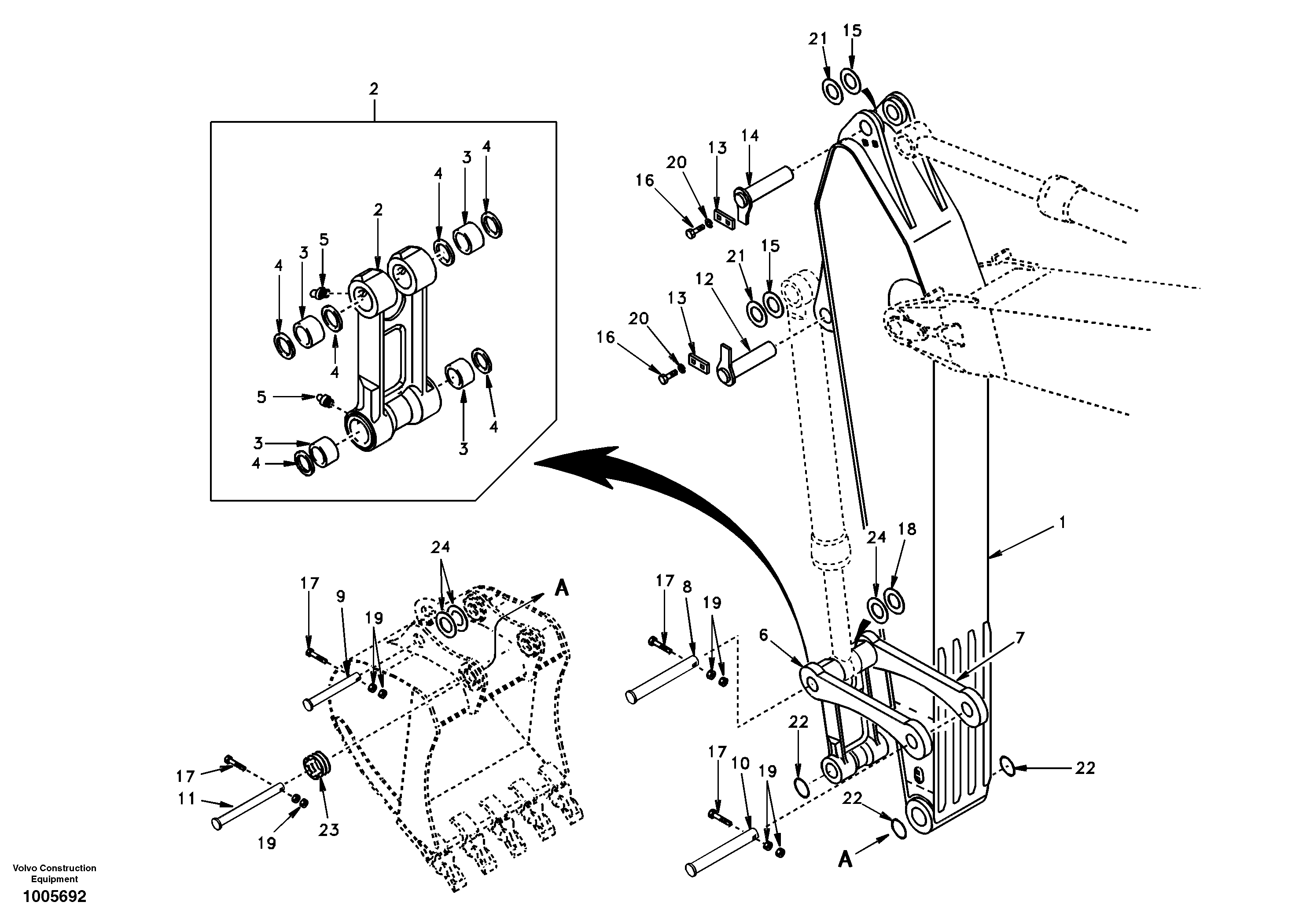 Links to dipper arm DD17B002 EC210