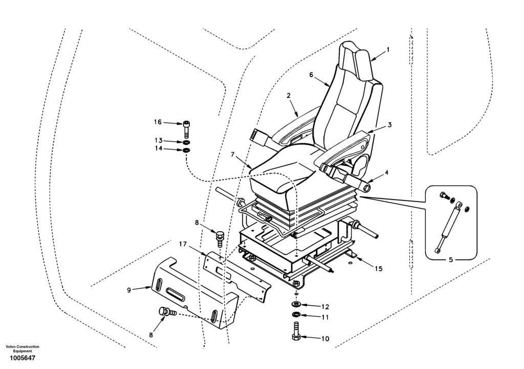 Operator seat with fitting parts DD08B001 EC210