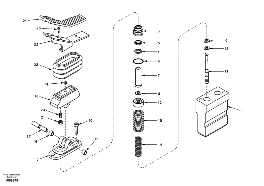 Remote control valve pedal for hammer and shear DD19A001 EC210