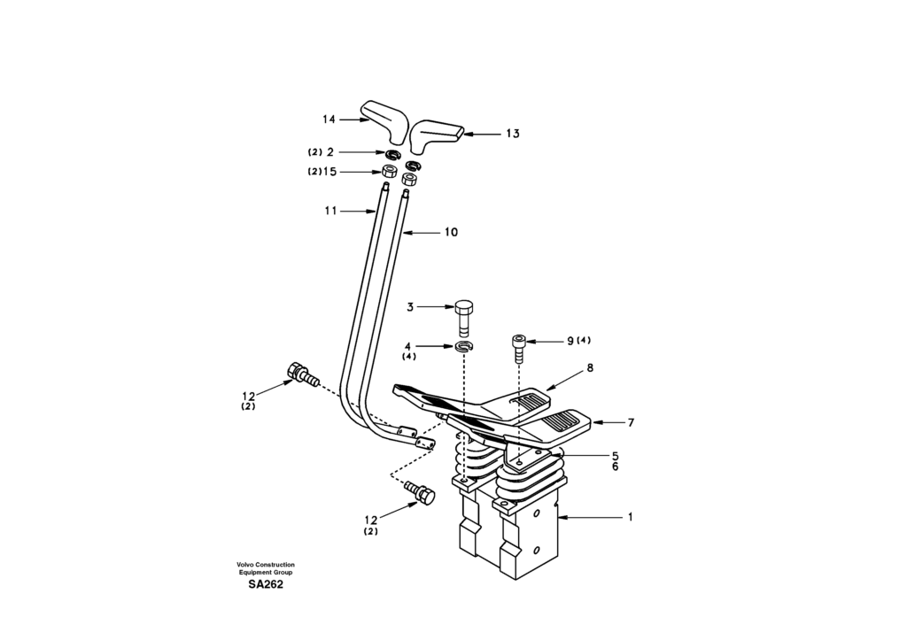 Remote control valve pedal with fitting parts EC210