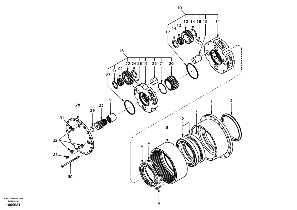 Travel gearbox DD16F001 EC210