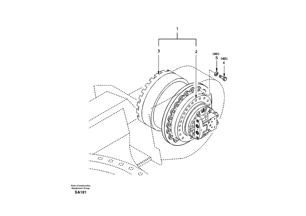 Travel motor with mounting parts DD16F001 EC210