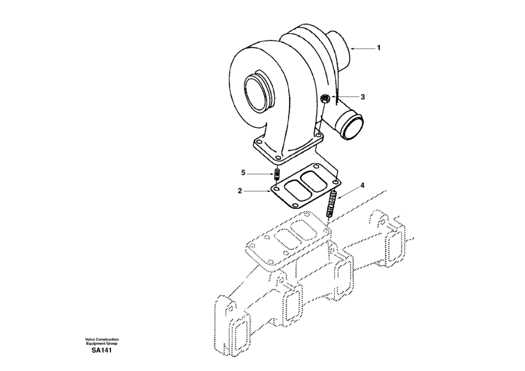 Turbocharger with fitting parts DD04B001 EC210