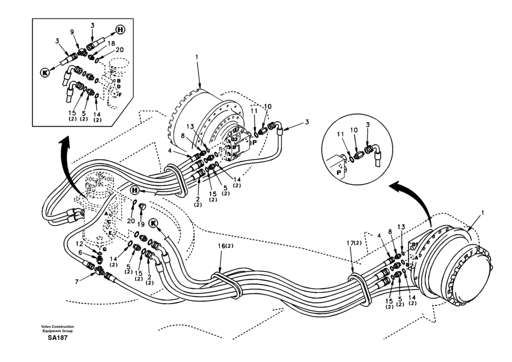 Turning joint to travel motor DD16F001 EC210