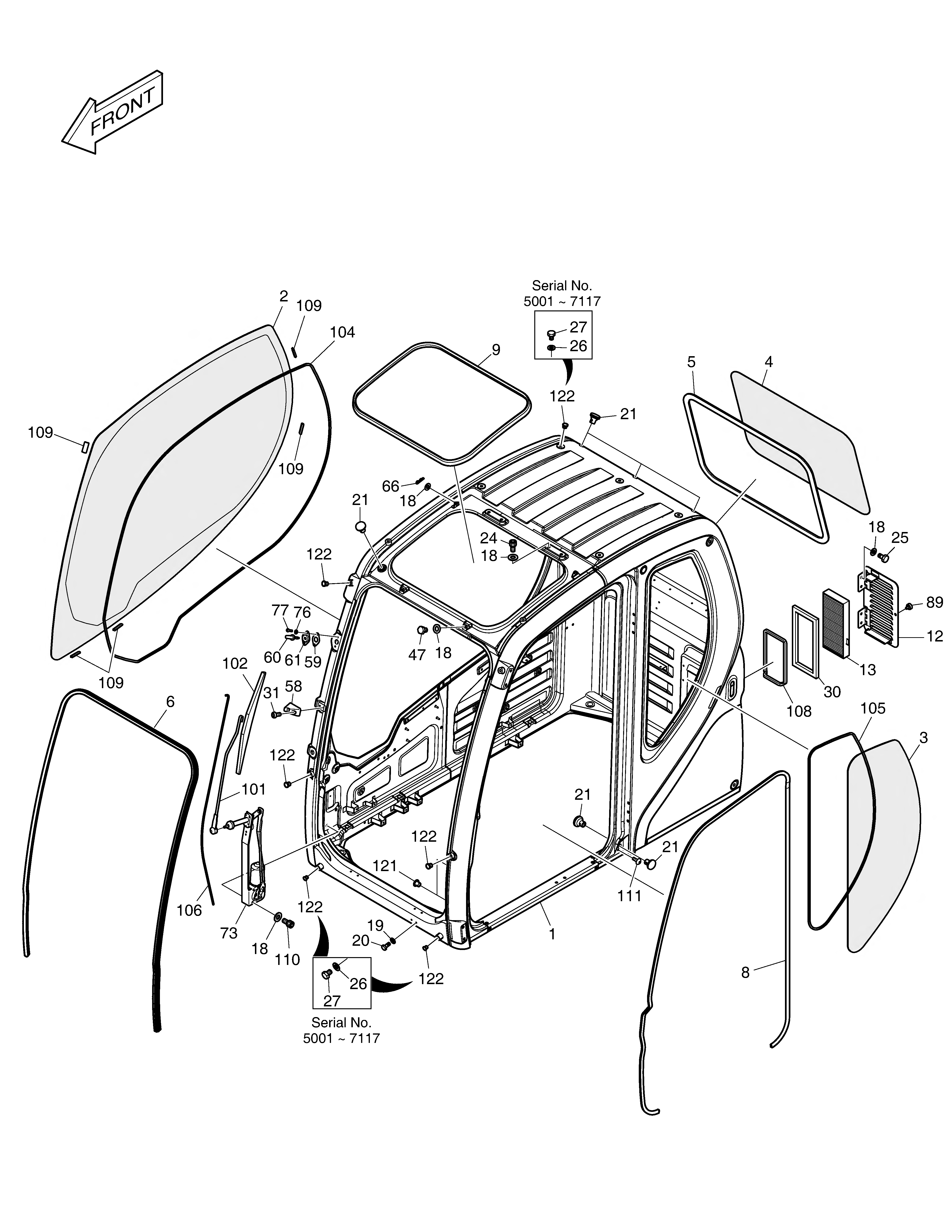 Cabin Doosan DX140W