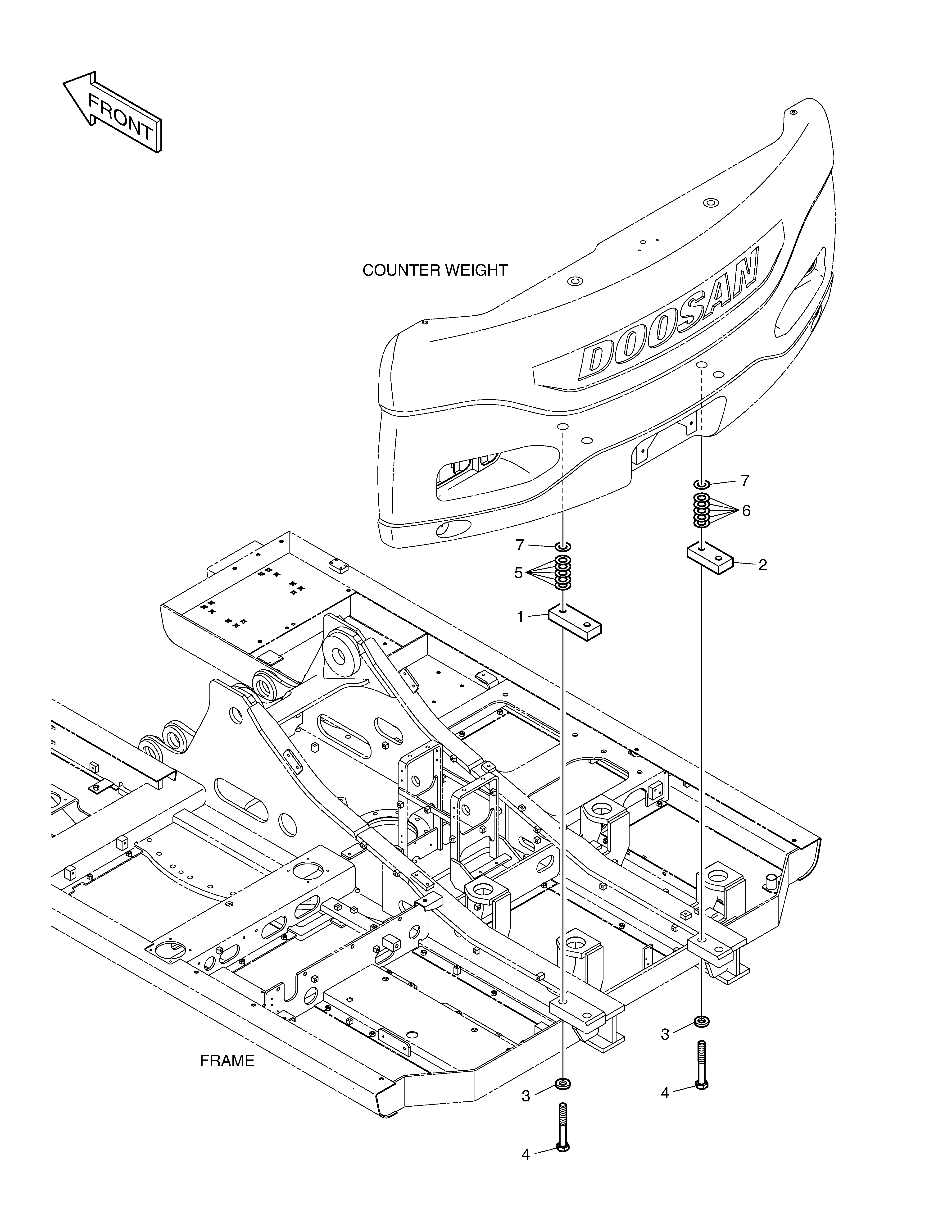 Counter Weight Mounting Doosan DX140W