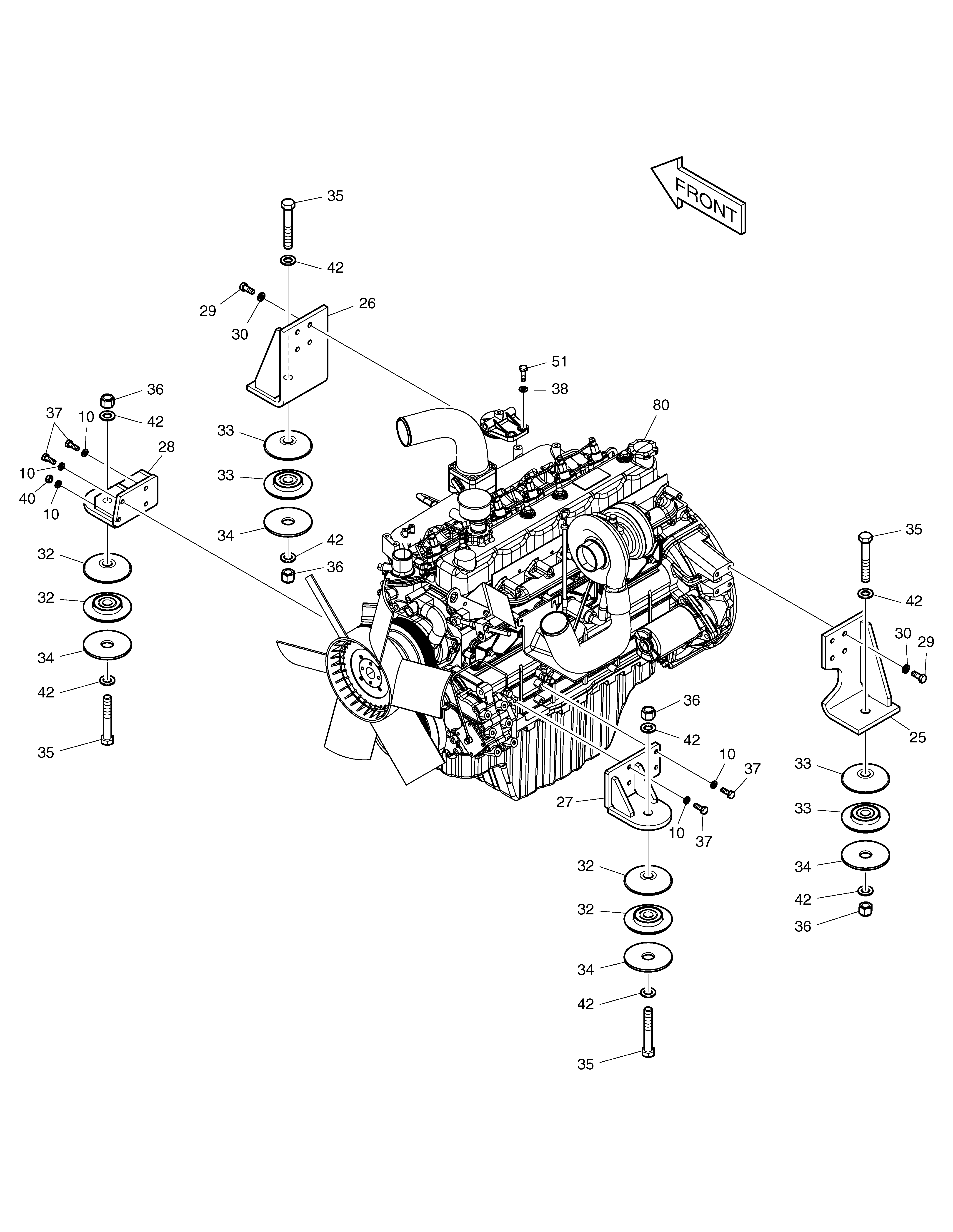 Engine Mounting Doosan DX140W