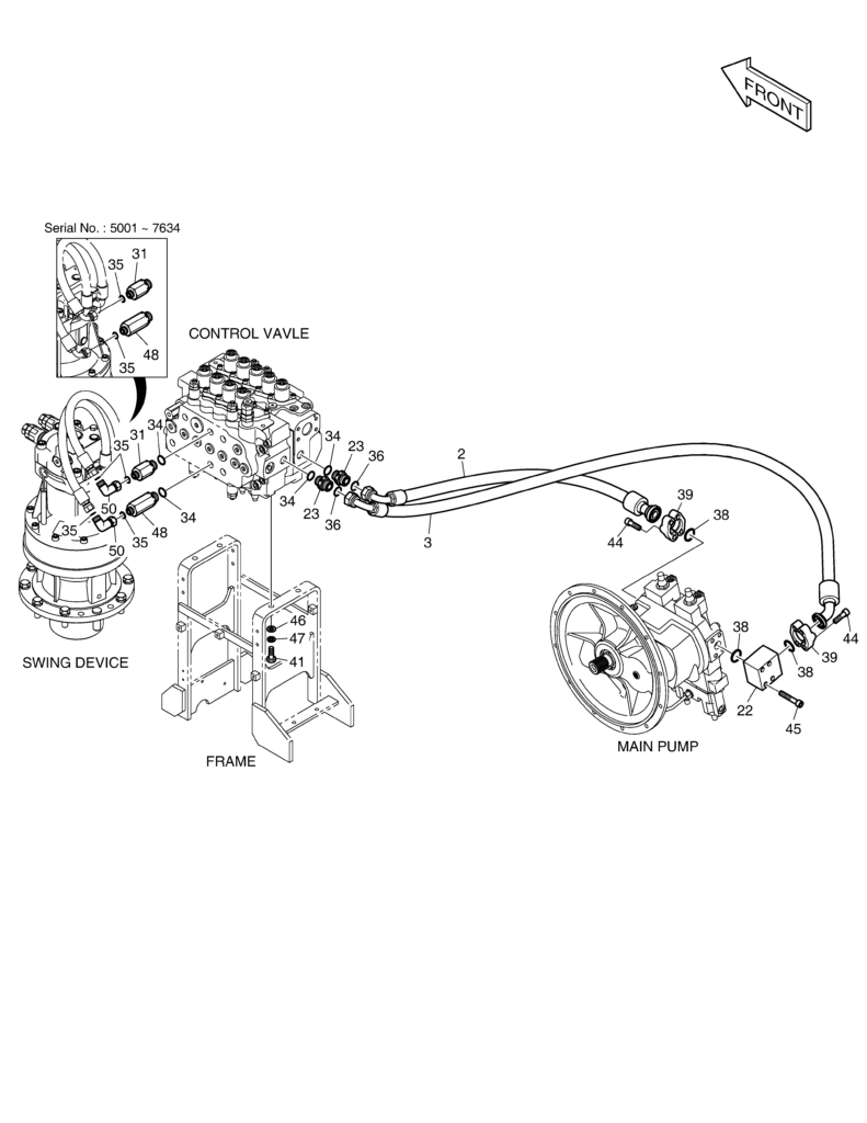 Main Piping-Pump-Swing Doosan DX140W