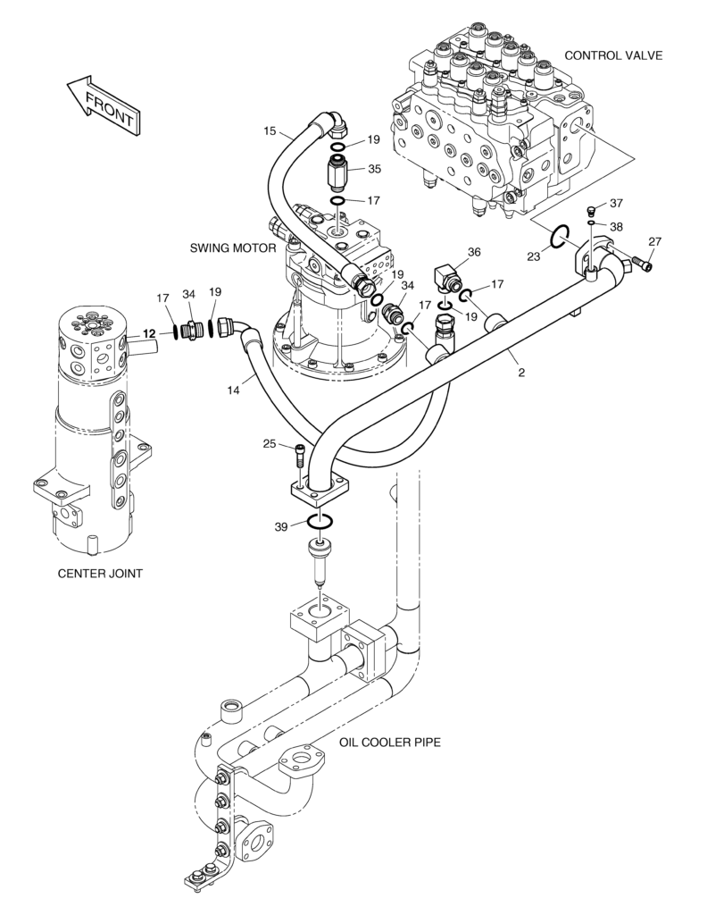 Oil Cooler Piping(3) Doosan DX140W