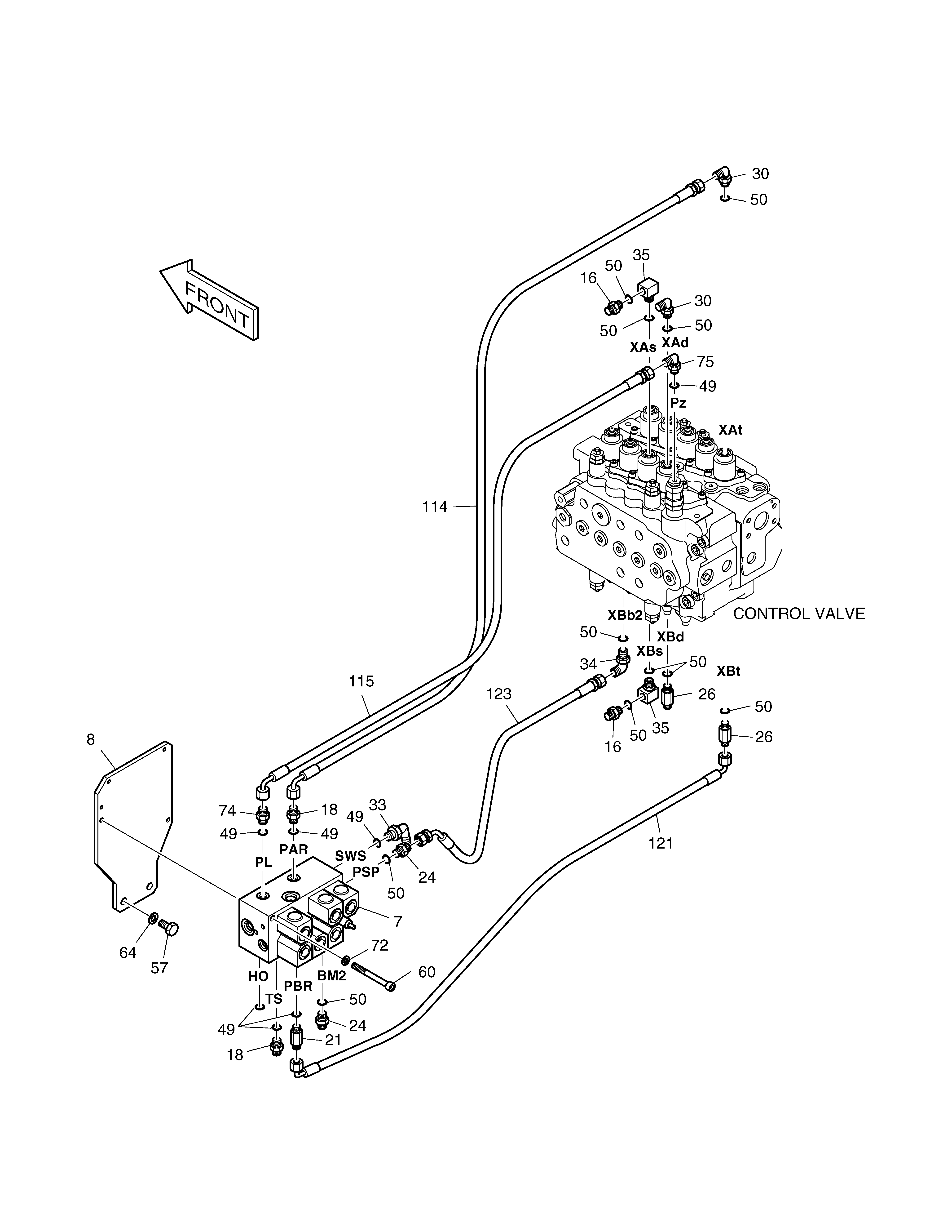 Pilot Piping(2) Doosan DX140W Parts Catalog