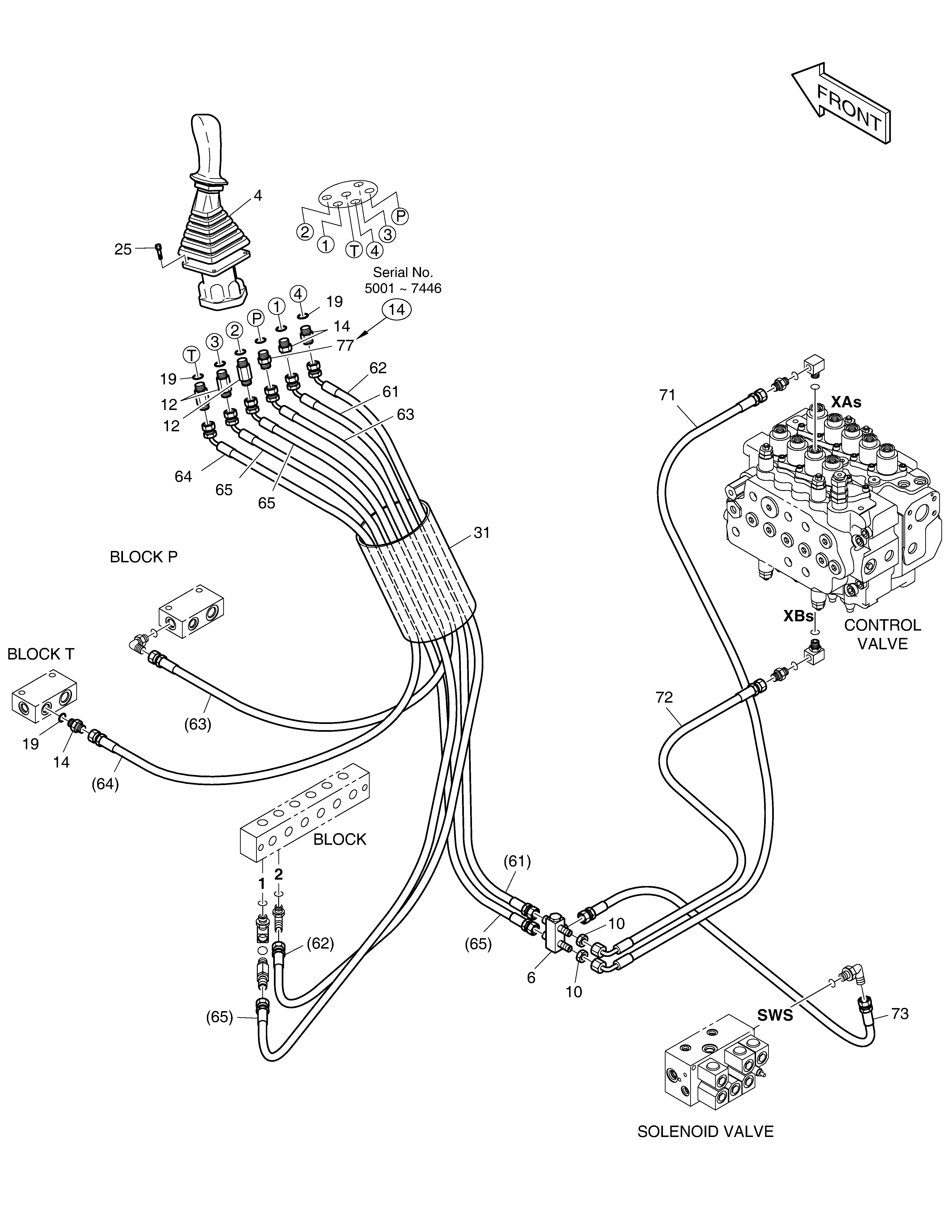 Pilot Piping(6) Doosan DX140W Parts Catalog